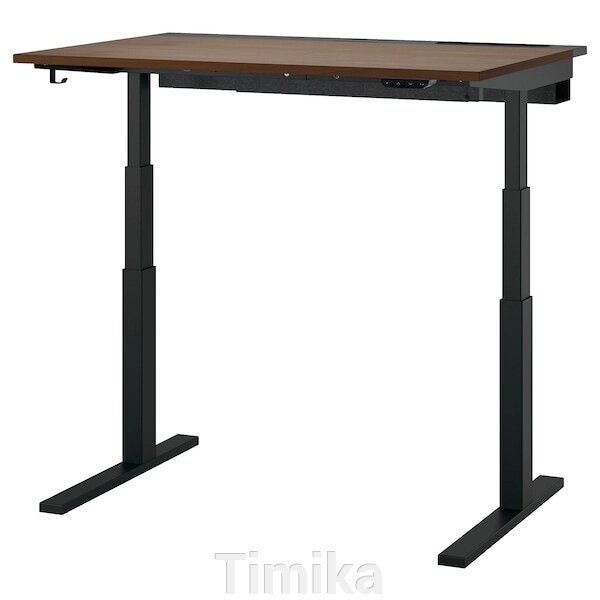 MITTZON Письмовий стіл з регульованою висотою, електричний, горіховий шпон/чорний, 120x80 см від компанії Timika - фото 1