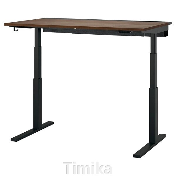 MITTZON Письмовий стіл з регульованою висотою, електричний, горіховий шпон/чорний, 140x80 см від компанії Timika - фото 1