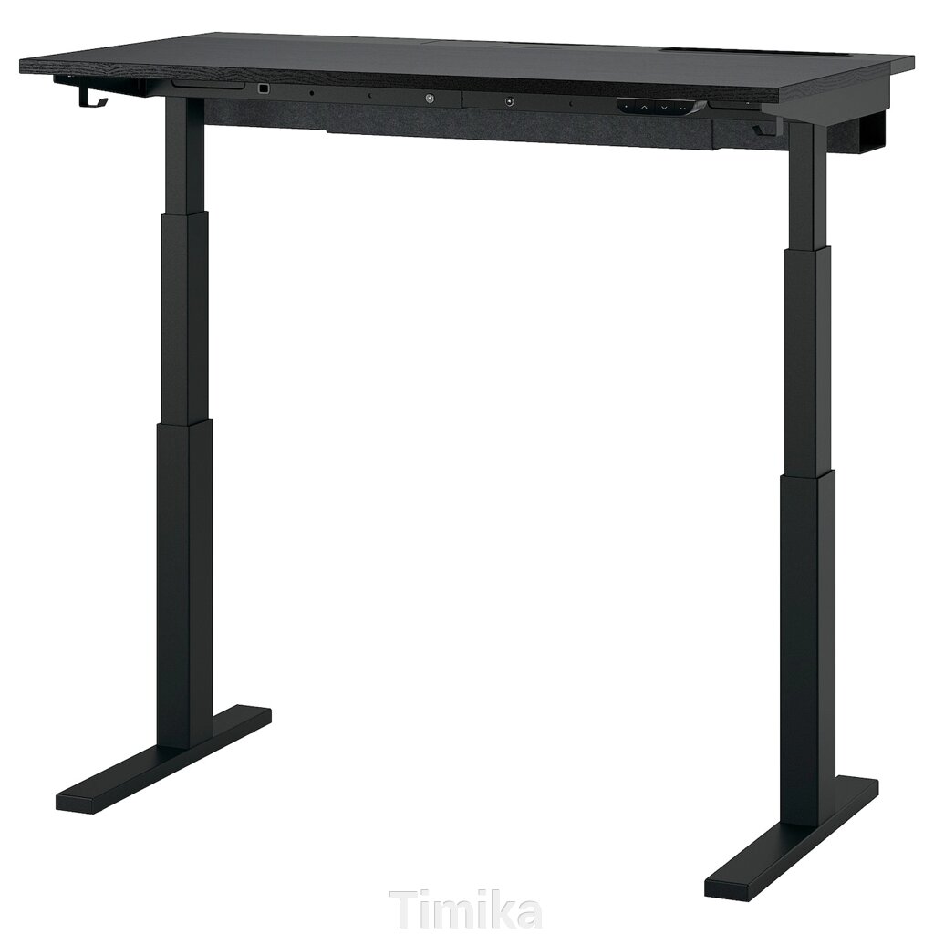 MITTZON Письмовий стіл з регульованою висотою, електричний, ясеневий шпон чорний/чорний, 120x60 см від компанії Timika - фото 1