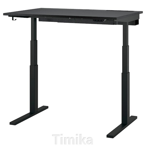 MITTZON Письмовий стіл з регульованою висотою, електричний, ясеневий шпон чорний/чорний, 120x80 см від компанії Timika - фото 1