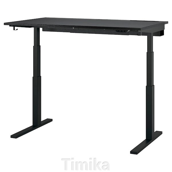 MITTZON Письмовий стіл з регульованою висотою, електричний, ясеневий шпон чорний/чорний, 140x80 см від компанії Timika - фото 1