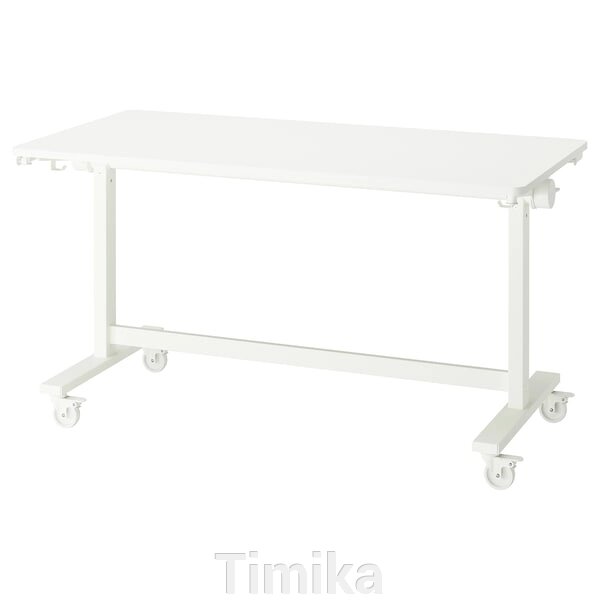 MITTZON Розкладний стіл на колесах, білий, 140х70 см від компанії Timika - фото 1