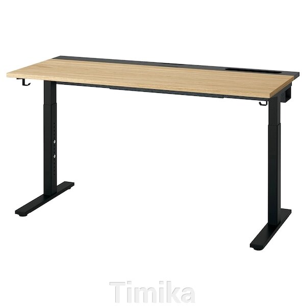 MITTZON Стіл письмовий, дуб/чорний шпон, 140х60 см від компанії Timika - фото 1