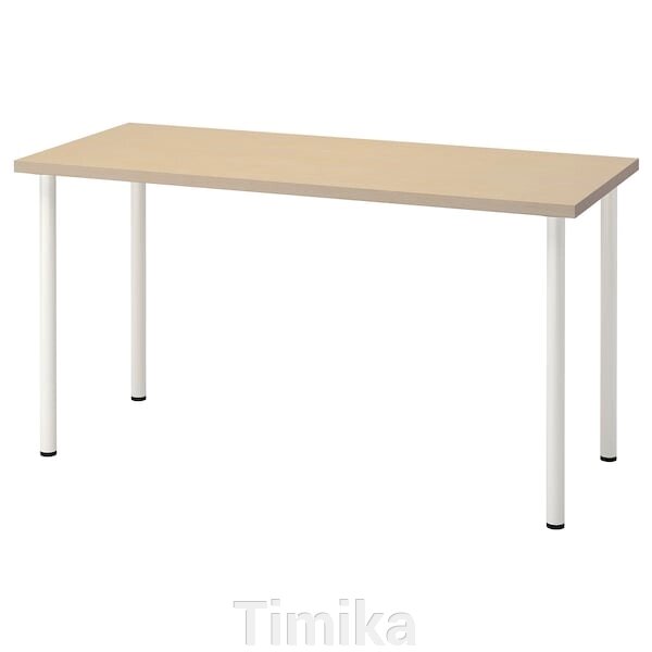 MÅLSKYTT / ADILS Письмовий стіл, береза/білий, 140x60 см від компанії Timika - фото 1