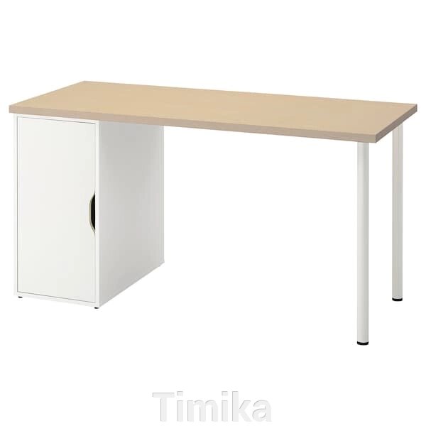 MÅLSKYTT / ALEX Письмовий стіл, береза/білий, 140x60 см від компанії Timika - фото 1