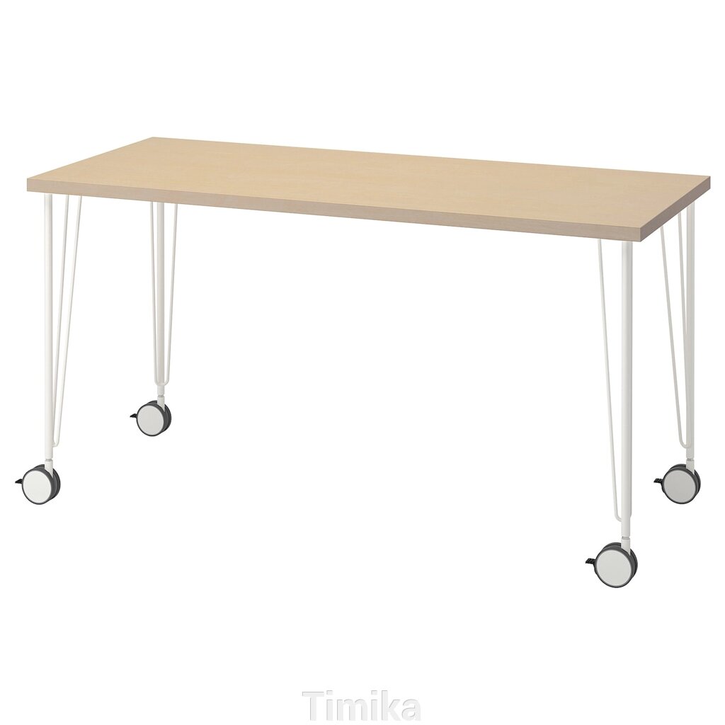 MÅLSKYTT / KRILLE Письмовий стіл, береза/білий, 140x60 см від компанії Timika - фото 1