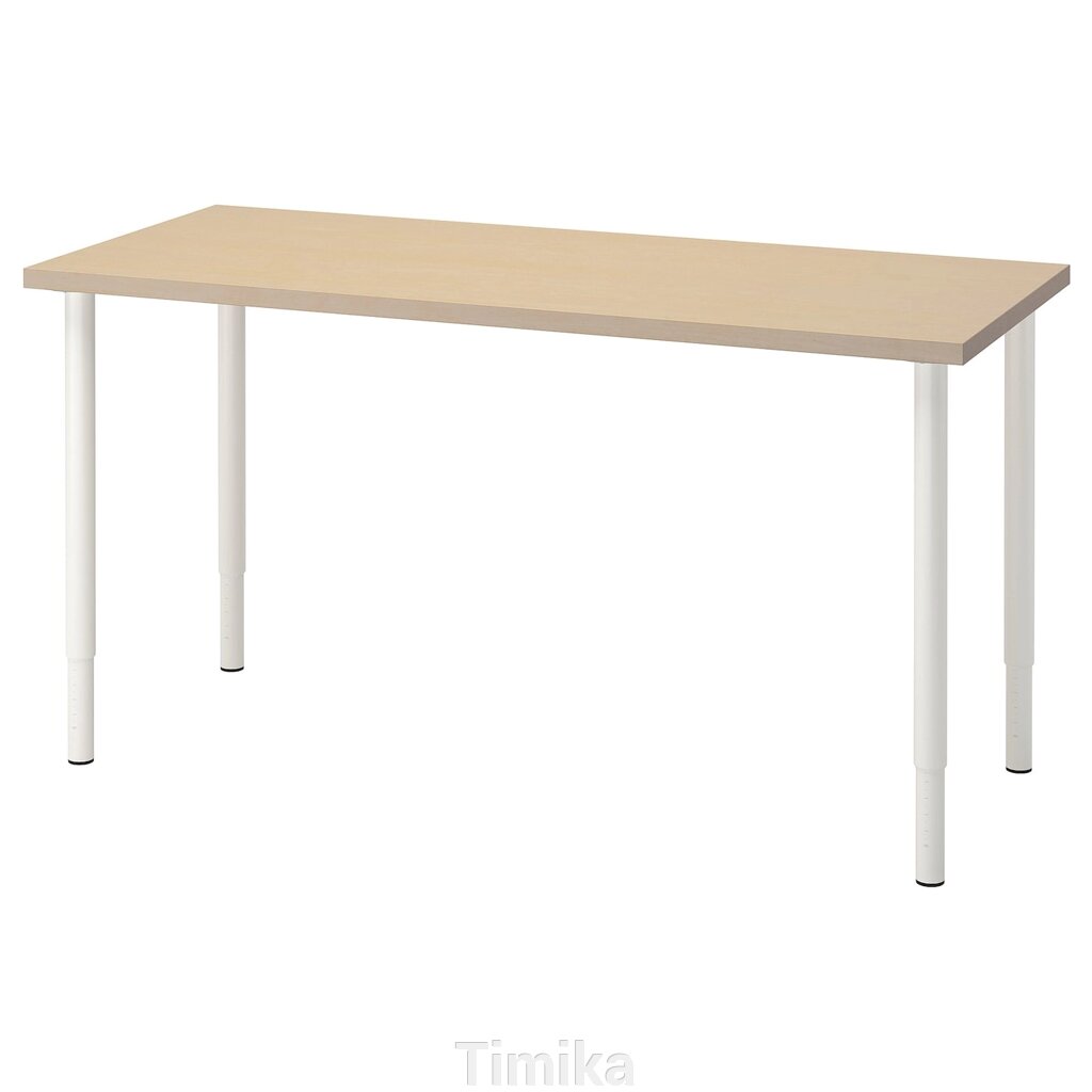 MÅLSKYTT / OLOV Письмовий стіл, береза/білий, 140x60 см від компанії Timika - фото 1