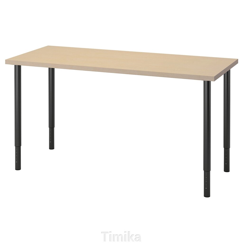 MÅLSKYTT / OLOV Письмовий стіл, береза/чорний, 140x60 см від компанії Timika - фото 1