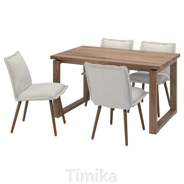 MÖRBYLÅNGA / KLINTEN Стіл і 4 стільці, дубовий шпон коричневий/кіланда світло-бежевий, 140x85 см від компанії Timika - фото 1