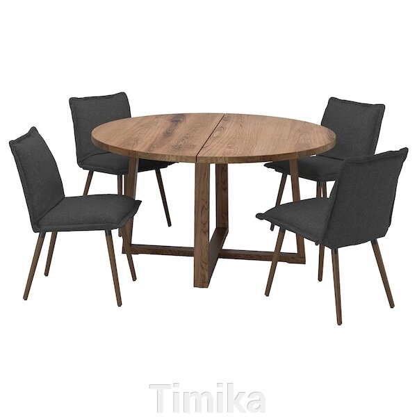 MÖRBYLÅNGA / KLINTEN Стіл і 4 стільці, дубовий шпон коричневий/кіланда темно-сірий, 145 см від компанії Timika - фото 1