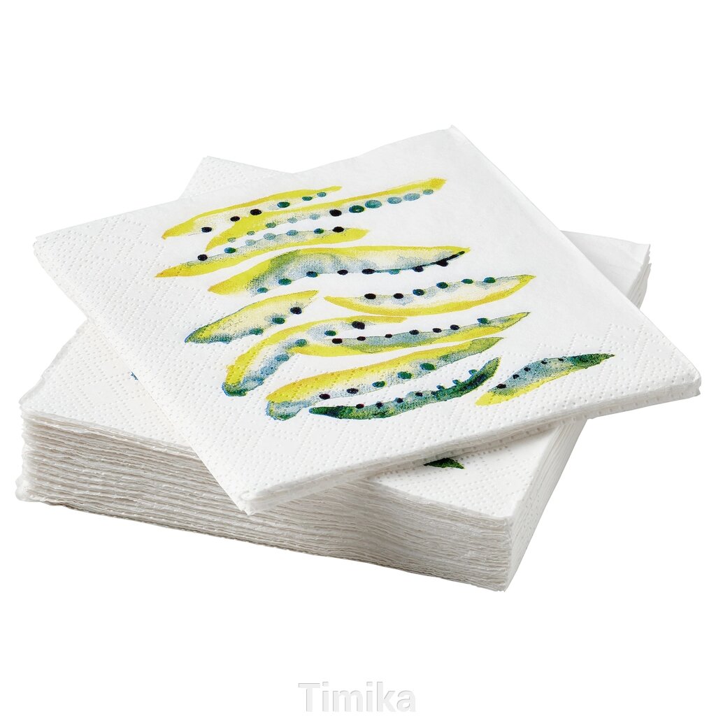 NÄBBFISK Серветки, візерунок жовто-зелений, 24х24 см від компанії Timika - фото 1