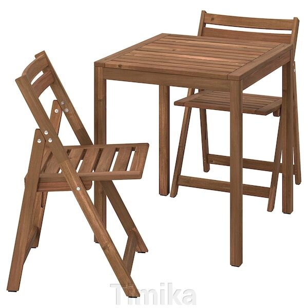 NÄMMARÖ Садовий стіл і 2 розкладні стільці, світло-коричнева морилка від компанії Timika - фото 1