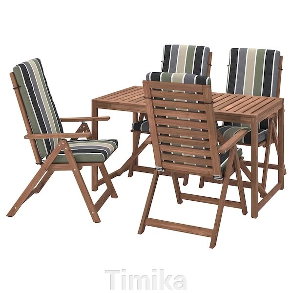 NÄMMARÖ Стіл+4 місця стільці, надворі, світло-коричнева пляма/Frösön/Duvholmen смугастий візерунок від компанії Timika - фото 1