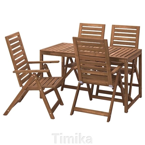 NÄMMARÖ Стіл+4 місця стільці вуличні світло-коричнева морилка 140см від компанії Timika - фото 1