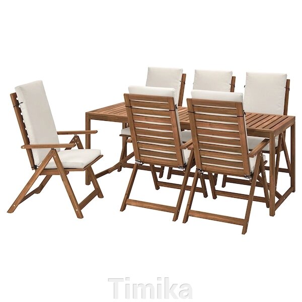 NÄMMARÖ Стіл+6 місць стільці, вуличні, світло-коричнева морилка/Frösön/Duvholmen beige від компанії Timika - фото 1