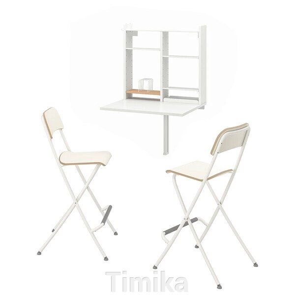 NORBERG / FRANKLIN Стіл і 2 стільці, білий/білий від компанії Timika - фото 1