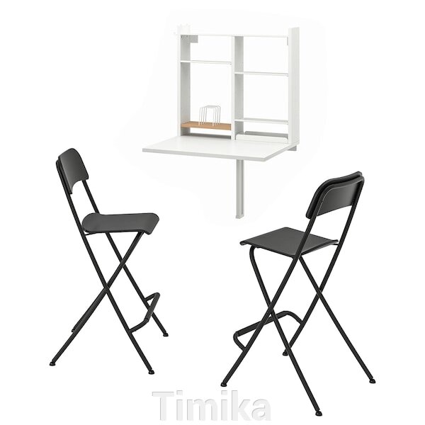 NORBERG / FRANKLIN Стіл і 2 стільці, білий/чорний від компанії Timika - фото 1