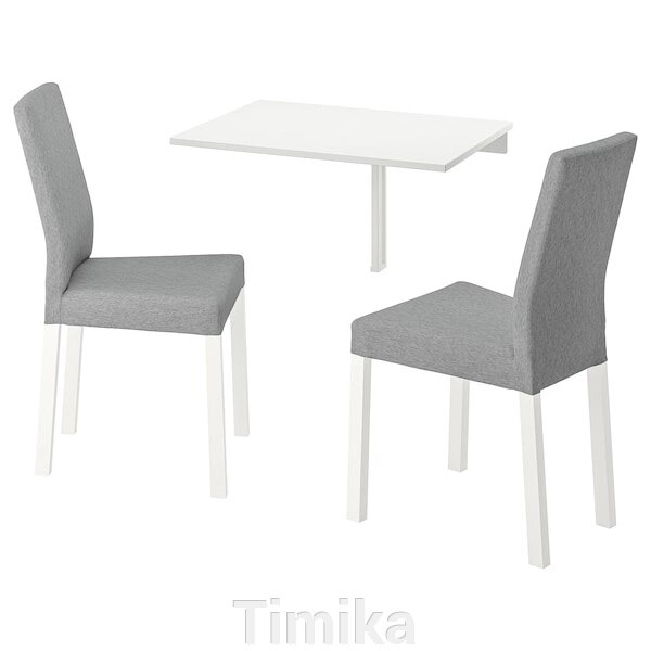 NORBERG / KÄTTIL Стіл і 2 стільці, білий/Knisa світло-сірий, 74 см від компанії Timika - фото 1