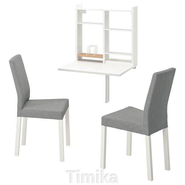 NORBERG / KÄTTIL Стіл і 2 стільці, білий/Knisa світло-сірий від компанії Timika - фото 1