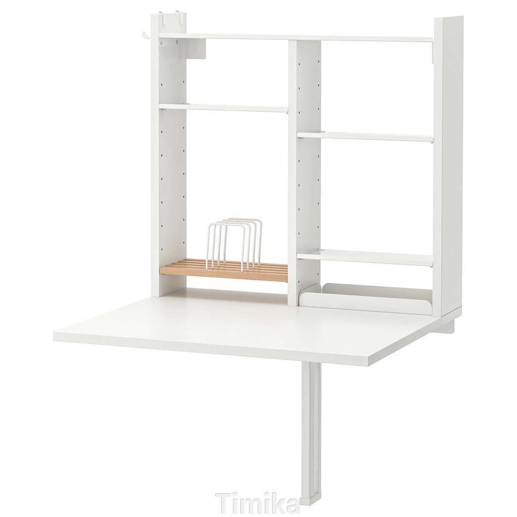 НОРБЕРГ Настінний розкладний столик з ящиком, білий, 64х60 см від компанії Timika - фото 1