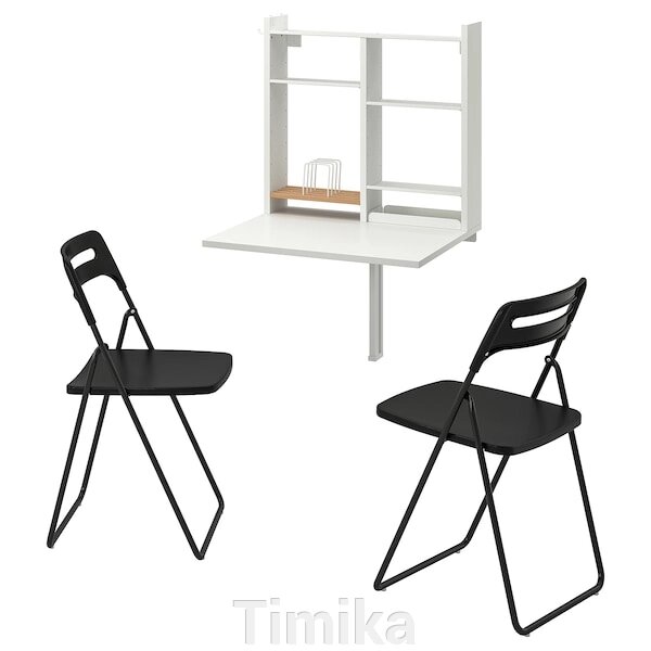 NORBERG / NISSE Стіл і 2 стільці, білий/чорний від компанії Timika - фото 1