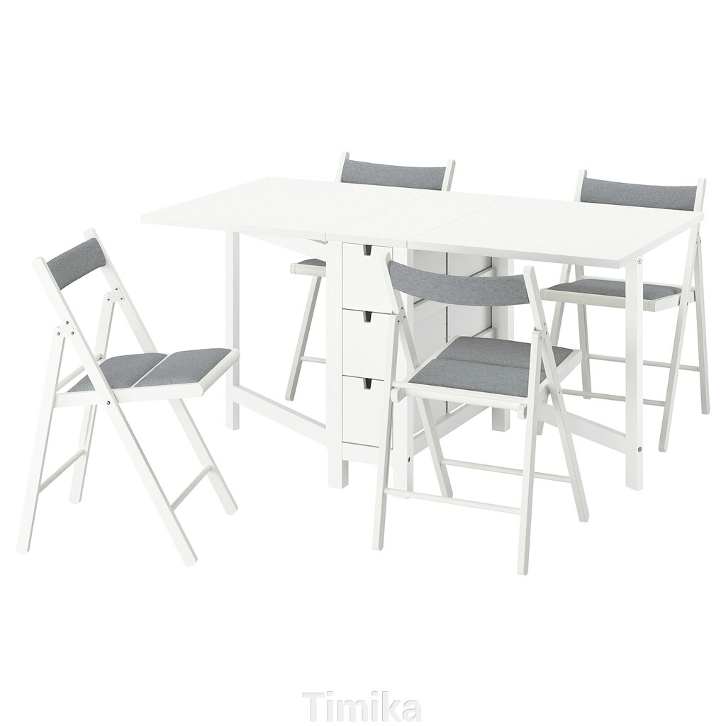 NORDEN / FRÖSVI Стіл і 4 стільці, білий/Knisa світло-сірий, 26/89/152 см від компанії Timika - фото 1