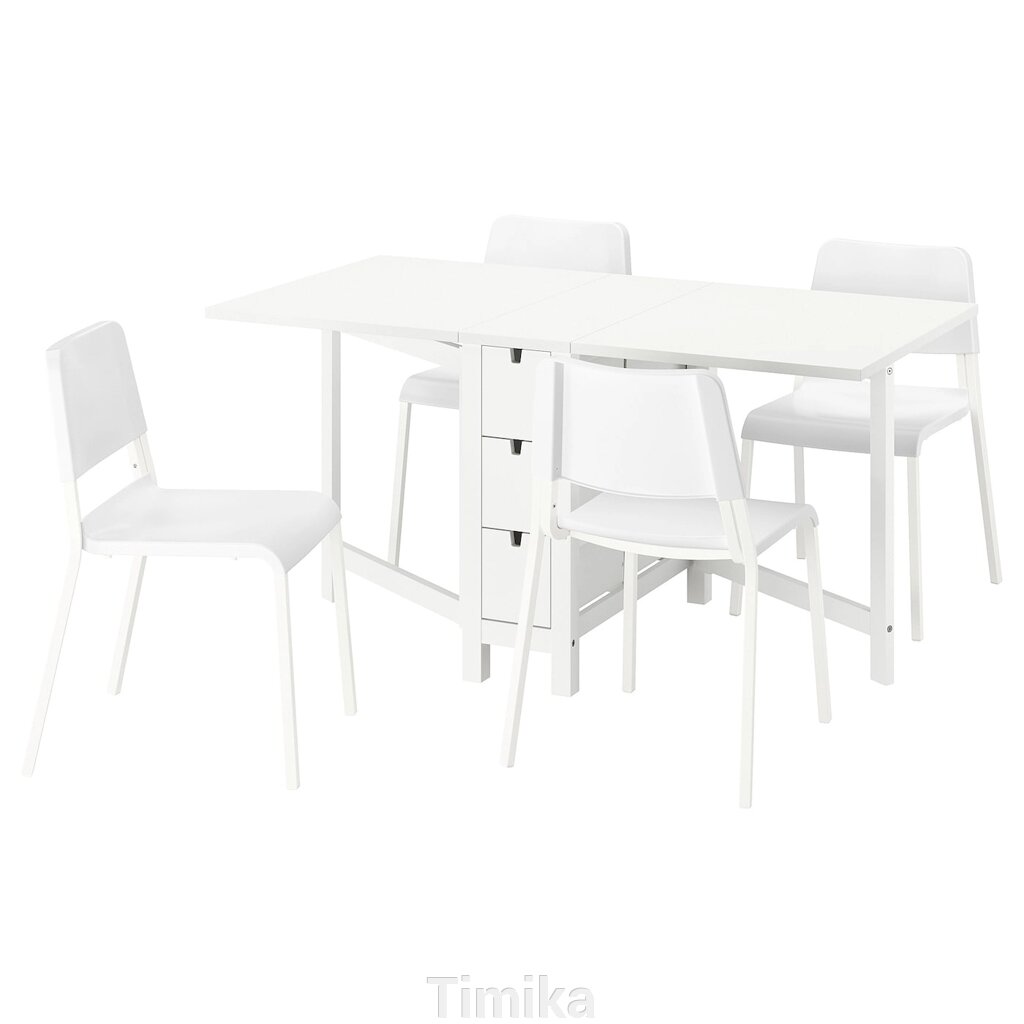 NORDEN / TEODORES Стіл і 4 стільці, білий/білий, 26/89/152 см від компанії Timika - фото 1