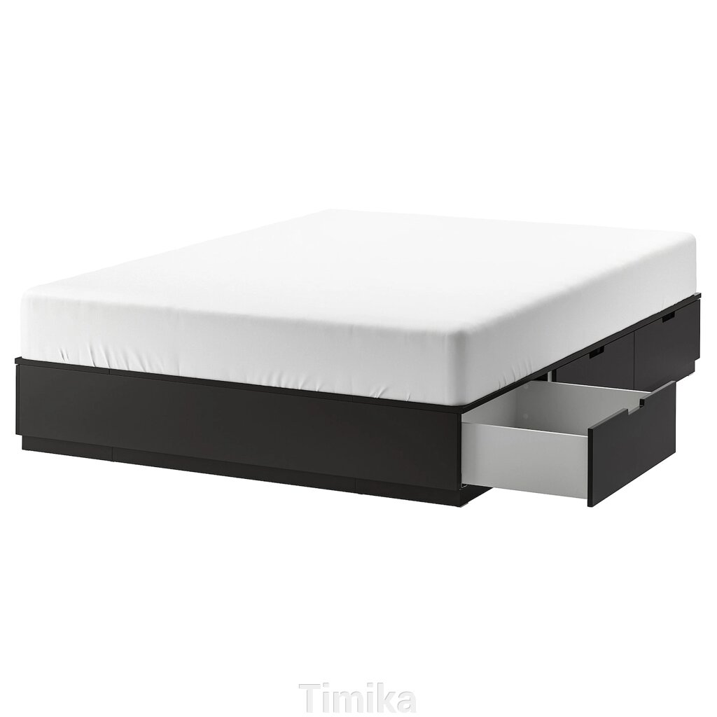 НОРДЛІ Каркас ліжка з ящиками, антрацит, 140х200 см від компанії Timika - фото 1