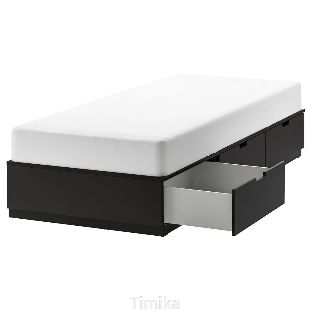 НОРДЛІ Каркас ліжка з ящиками, антрацит, 90х200 см від компанії Timika - фото 1