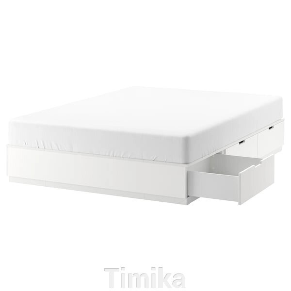 NORDLI Каркас ліжка з ящиками, білий, 140х200 см від компанії Timika - фото 1