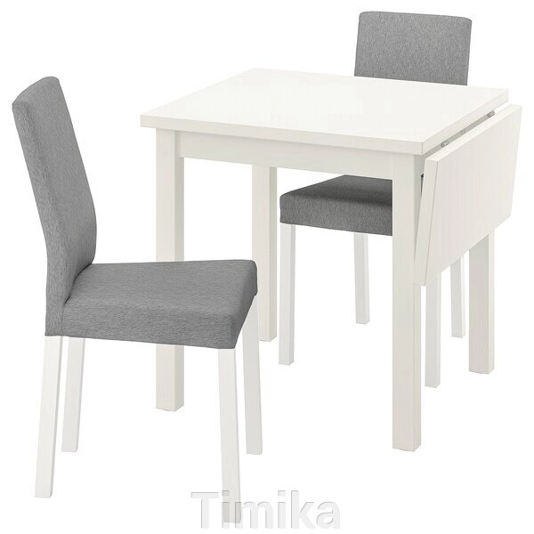 NORDVIKEN / KÄTTIL Стіл і 2 стільці, білий/Knisa світло-сірий, 74/104 см від компанії Timika - фото 1