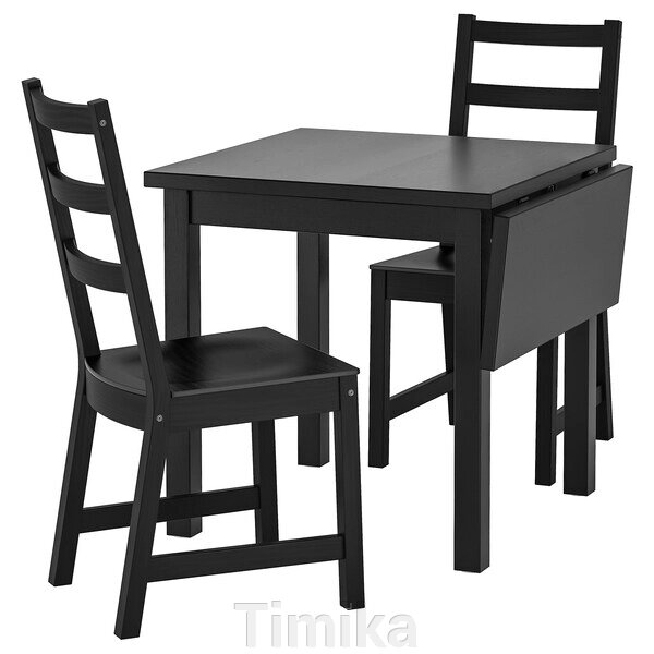 НОРДВІКЕН / NORDVIKEN Стіл і 2 стільці, чорний/чорний, 74/104х74 см від компанії Timika - фото 1