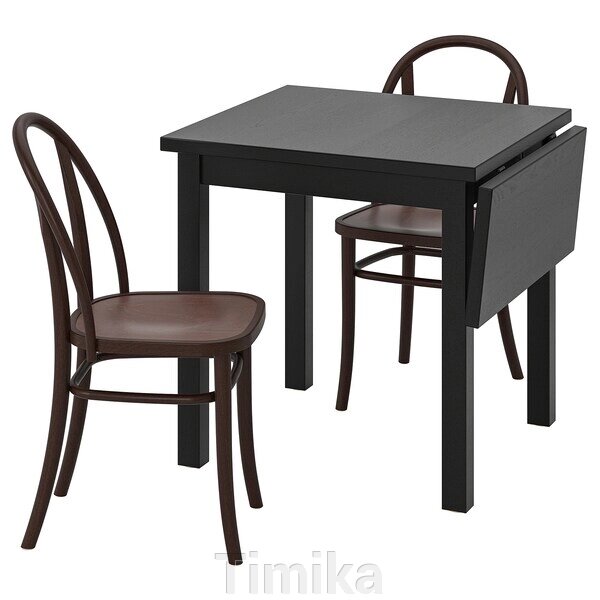 NORDVIKEN / SKOGSBO Стіл і 2 стільці, чорний/темно-коричневий, 74/104 см від компанії Timika - фото 1