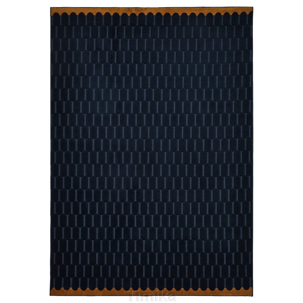 NÖVLING Килимок, низький ворс, темно-синій/жовто-коричневий, 128x195 см від компанії Timika - фото 1