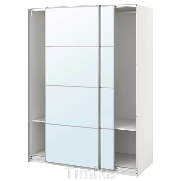 PAX / AULI Шафа, білий/дзеркало, 150x66x201 см від компанії Timika - фото 1