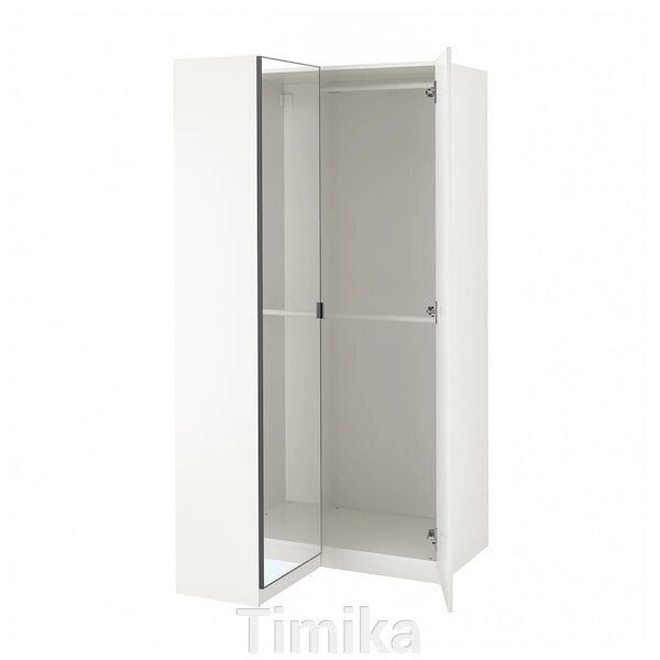 PAX / FARDAL/ÅHEIM Кутова шафа, білий глянс/дзеркало, 110/88x201 см від компанії Timika - фото 1