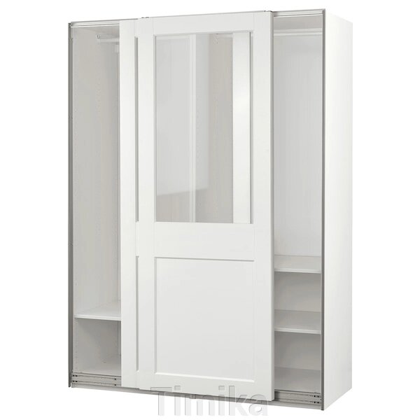 PAX / GRIMO Шафа з розсувними дверима, білий/прозоре скло біле, 150x66x201 см від компанії Timika - фото 1