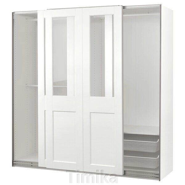PAX / GRIMO Шафа з розсувними дверима, білий/прозоре скло біле, 200x66x201 см від компанії Timika - фото 1