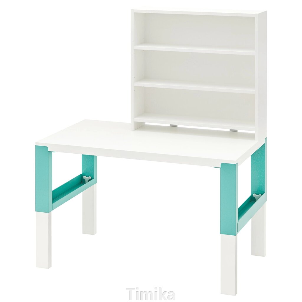 PÅHL Письмовий стіл з полицею, білий/бірюзовий, 96x58 см від компанії Timika - фото 1