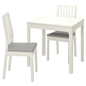 ЕКЕДАЛЕН / EKEDALEN Стіл і 2 стільці, білий/Orrsta світло-сірий, 80/120 см