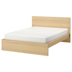 МАЛЬМ Каркас ліжка, високий, дубовий шпон білий/Lindbåden, 160x200 см