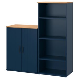 Книжкова шафа SKRUVBY, чорно-синій, 130х140 см