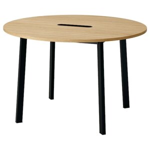 Конференц-стіл MITTZON, круглий дуб/чорний шпон, 120х75 см