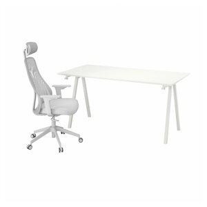 TROTTEN / MATCHSPEL Стіл і стілець, білий/світло-сірий