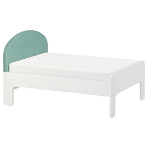 SLÄKT Розсувний каркас ліжка та підстава ліжка, білий/сіро-бірюзовий, 80x200 см