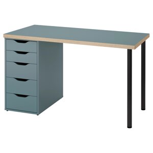 LAGKAPTEN / ALEX Письмовий стіл, сіро-бірюзовий/чорний, 120x60 см