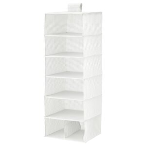 STUK Органайзер для одягу на 7 полиць, білий/сірий, 30x30x90 см
