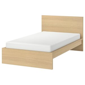 МАЛЬМ Каркас ліжка, високий, дубовий шпон білий, 120х200 см