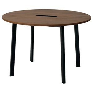 MITTZON Конференц-стіл, круглий, горіховий шпон/чорний, 120x75 см
