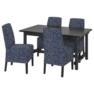 NORDVIKEN / BERGMUND Стіл і 4 стільці, чорний/Ryrane темно-синій, 152/223 см